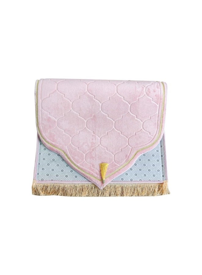 Premium Embossed Velvet Prayer Mat Anti-Slip Thick Padded Sajadah for Men Women Dome Style Perfect Eid & Ramadan Gift - Image 2